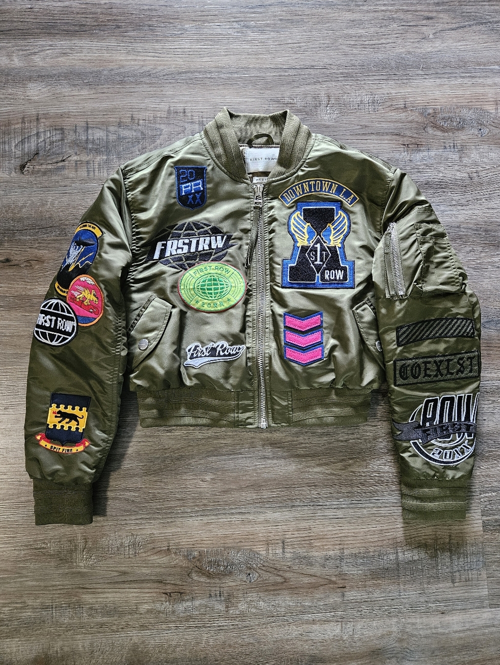 First Row Co-Exist Force Multi Patches Olive Green MA-1 Jacket